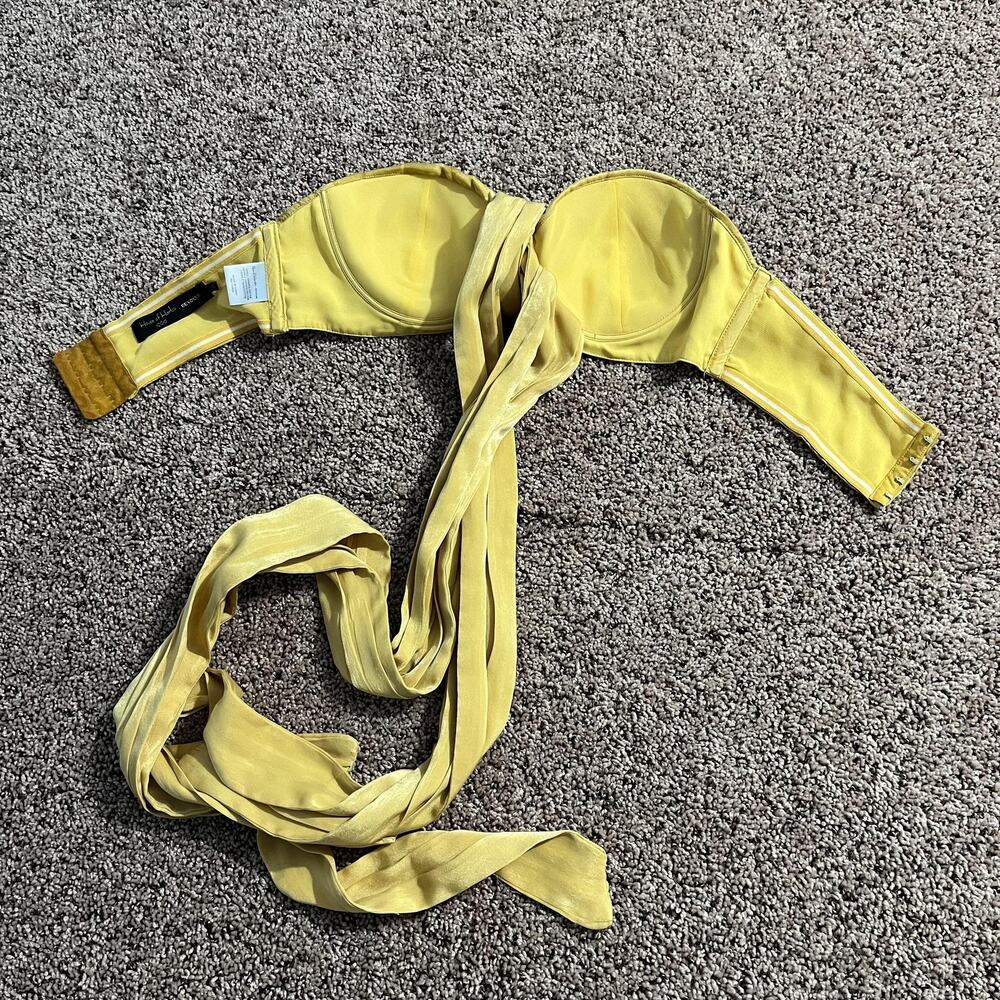 House Of Harlow 1960 X Revolve Tammy Top Womens S Yellow‎ Wrap Bustier Tie Front - Picture 3 of 8